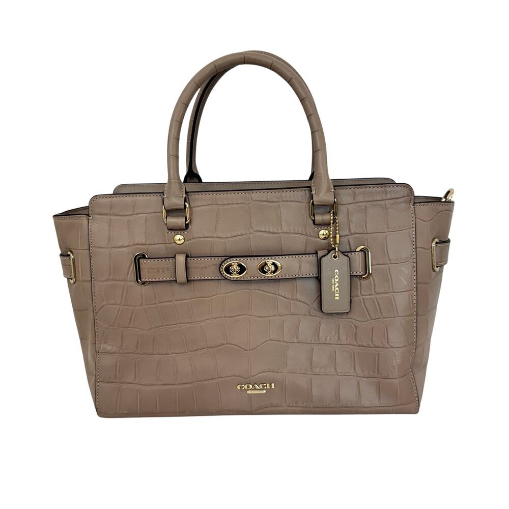 COACH Blake Carryall Croc-Embossed Leather Satchel Tote Bag Beechwood F37099